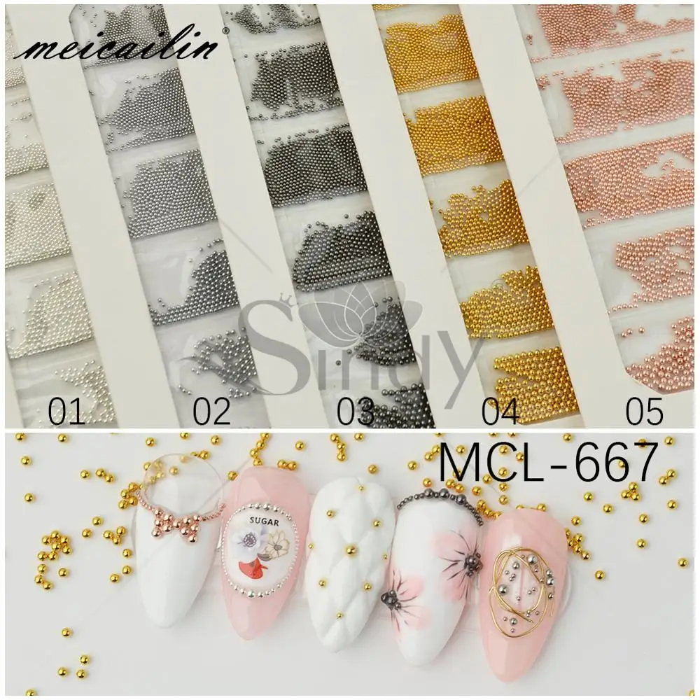 6 Grid/Pack Japanese Korea Colorful Metal Nail Steel Beads