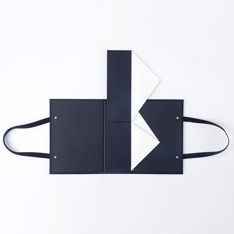 Wholesale Packaging Box Portable Black Hard Rigid Magnet Folding Gift Box with Handle