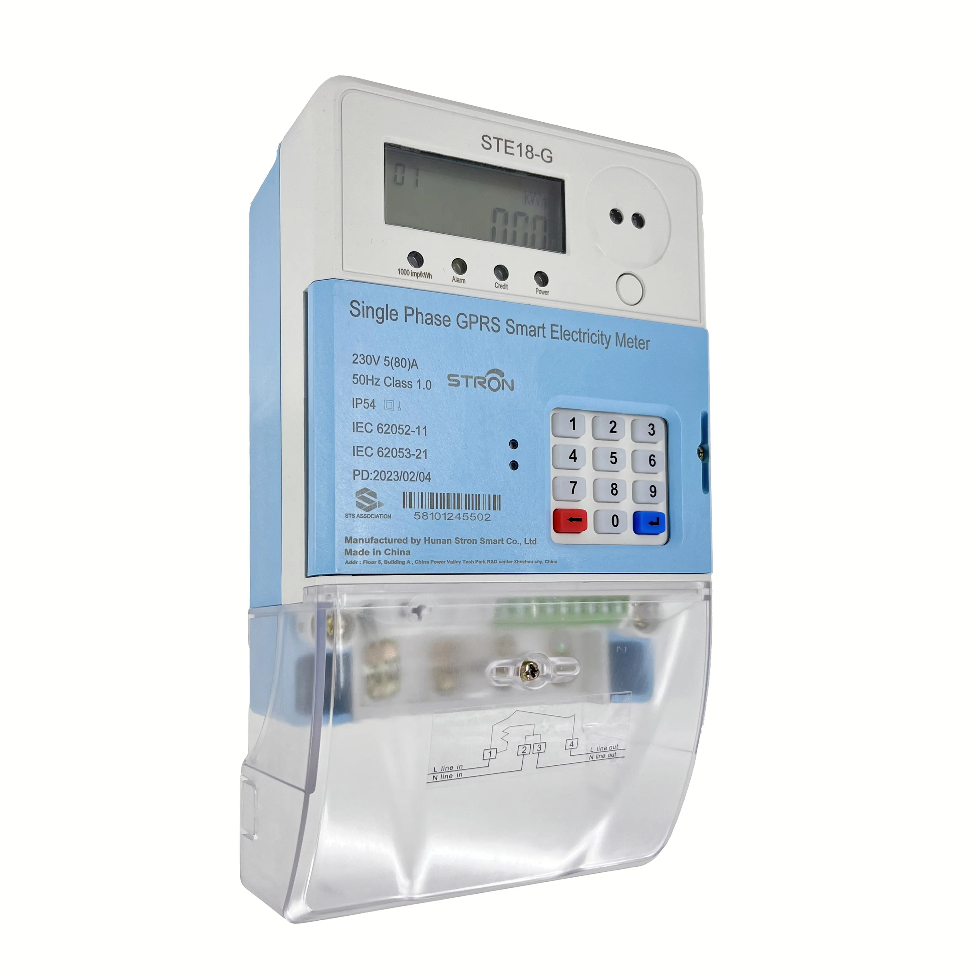 Prepaid Intelligent Single Phase Electric Meter with Plug-in GPRS Module for SIM card