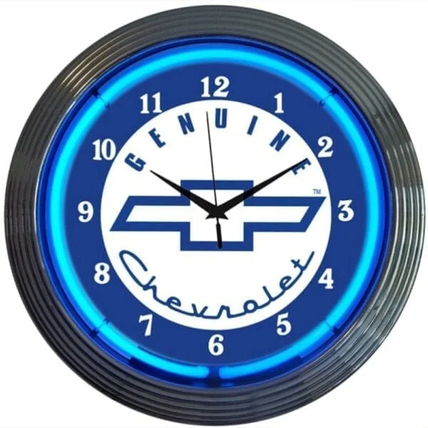 Wholesale custom neon lights decoration GM chevy trucks round neon clock custom glass neon wall clock