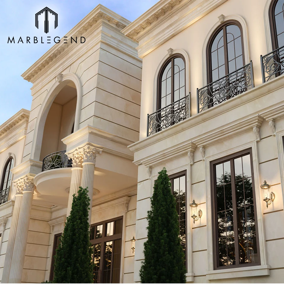 one-stop solutions building facade natural stone Portugal beige limestone exterior wall cladding tile for villa