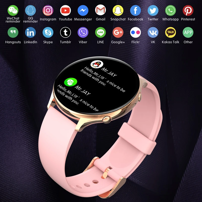 Smart Watch for Women Men Full Round Touch Screen Super Thin Body Blood Oxygen Measuring 24 Sport Modes for Android IOS
