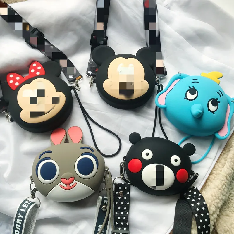 
cute Mini Cartoon girl leather silicone zero Lovely versatile decorative crossbody bags kids purse 