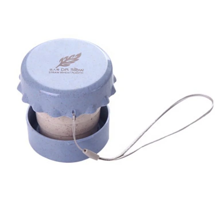 
Eco Friendly Logo Customized Wheat Straw Mug Portable Travel Coffee Collapsible Cup with Lids 