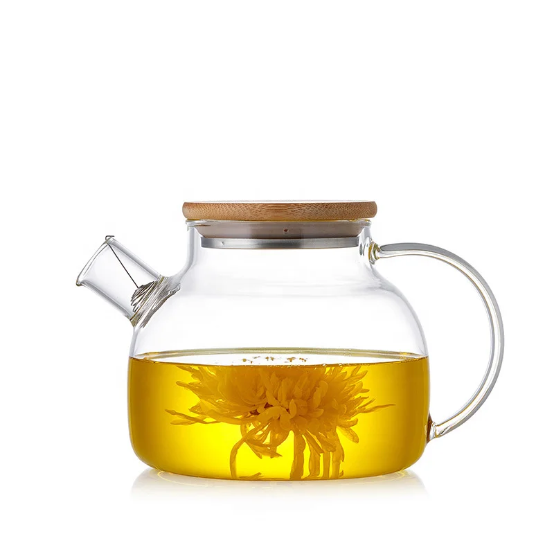 Wholesale 1200 Ml Large Glass Teapot With Filter Spout Borosilicate Glass Pitcher Jug