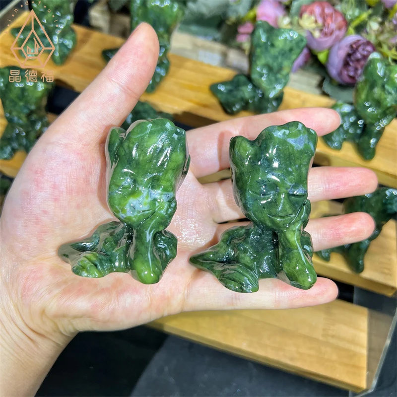 Kindfull Nature Crystal Hand Carved Healing Stone Xiuyan Jade Carving  Fengshui For Sale