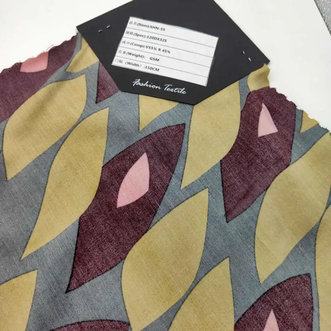 
Hot selling China screen printing viscose light and soft handfeeling fabric for fashion ladies 