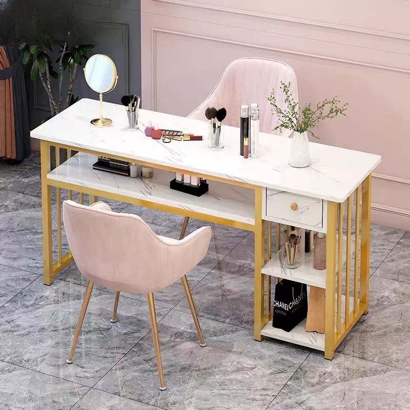 Metal Salon Nail Tables 1 Set with Marble Design for Nail Art table for nail table with chair