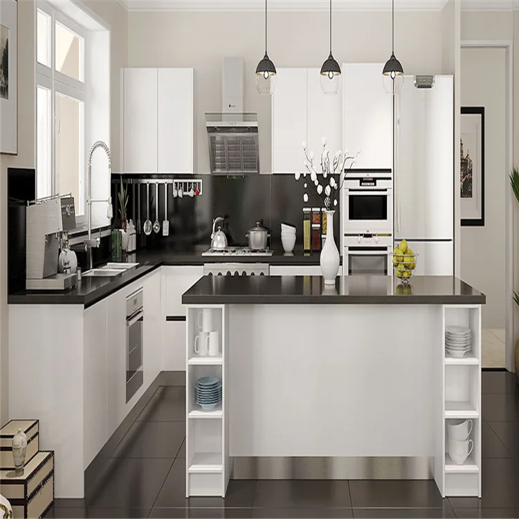 Modern Classic Antique Style Modular Kitchen Cabinet Lacquer Door Panel Carcass Sink Faucet Counter top Villas