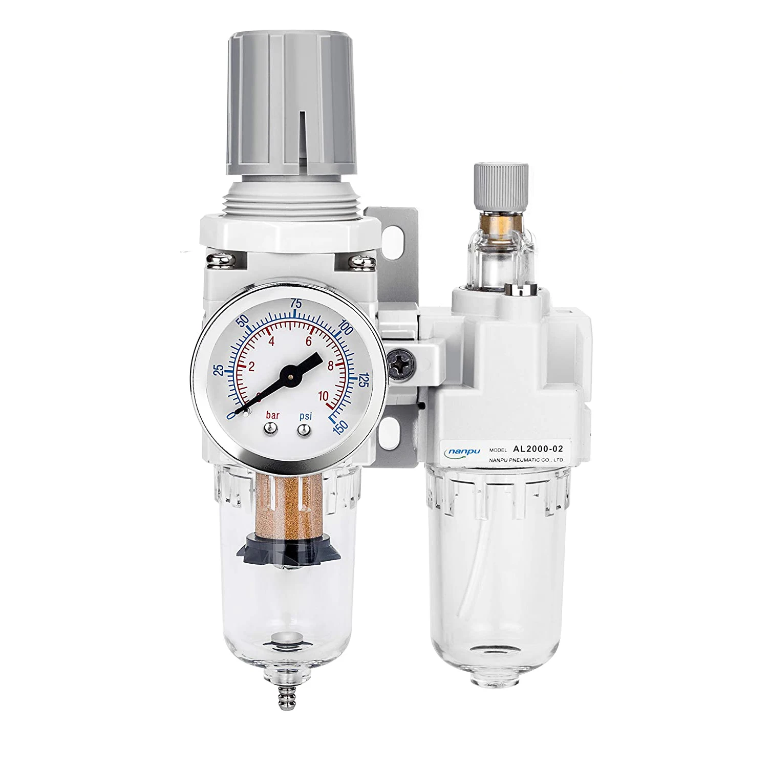 NANPU SMC Type AC2010-02 1/4' manual drain Pneumatic Source Treatment Air Pressure Regulator Filter Lubricator FRL Combination