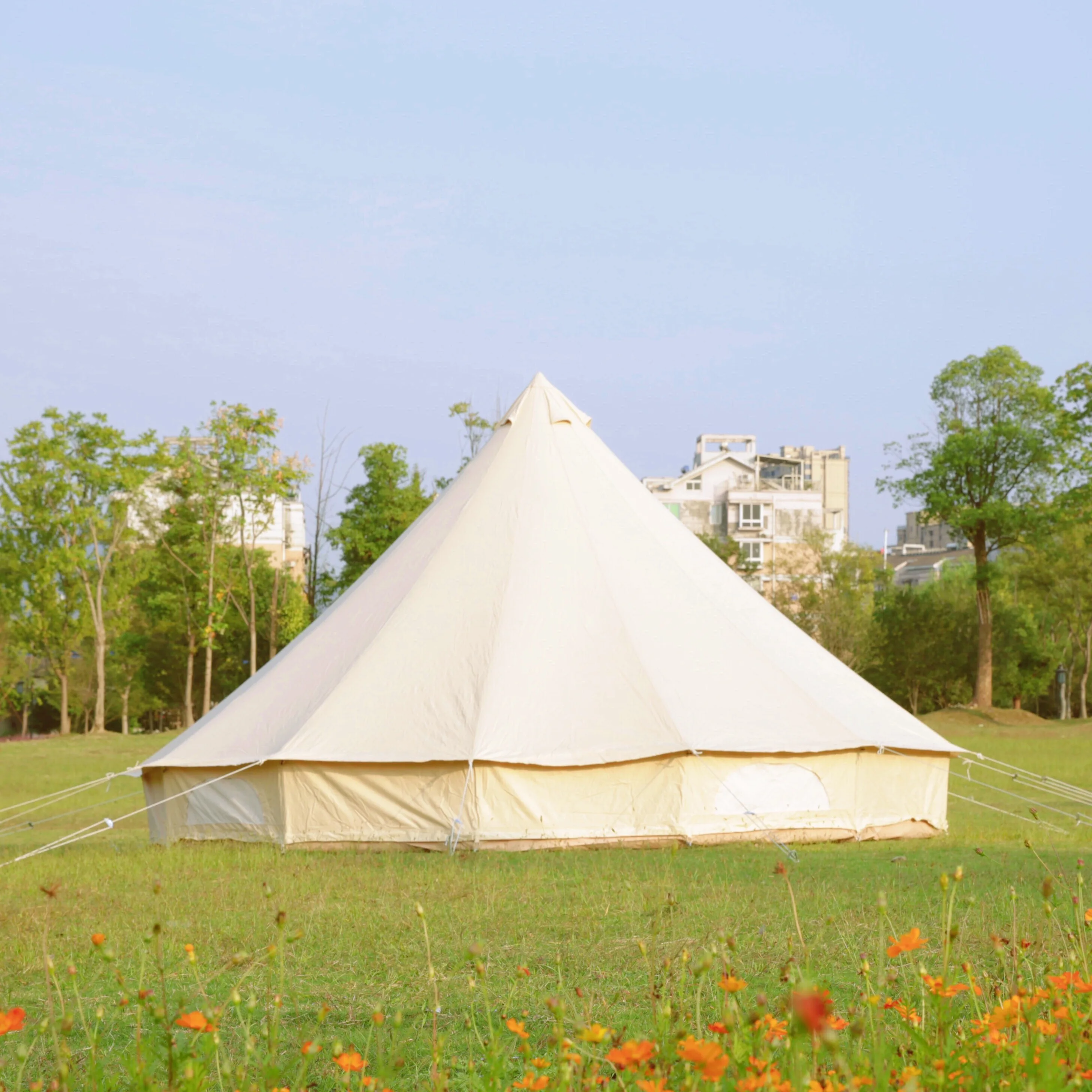 5M diameter outdoor cotton canvas bell tent yurt tents luxury mongolian tent 6 people