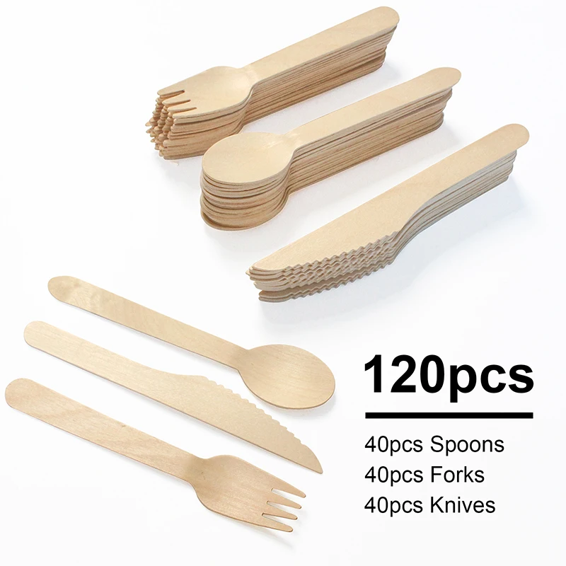 Disposable Wooden Spoon Fork Knife Set Wooden Cutlery For Sale