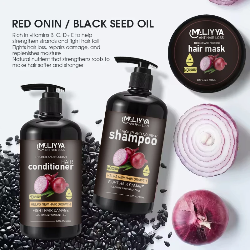 Factory hot selling hair care set 100% natural herbal red onion anti-hair loss repair nourishing shampoo and conditioner set