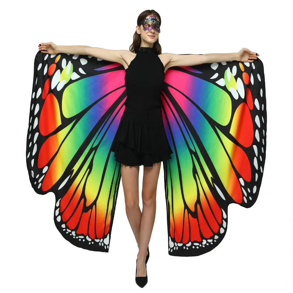 Double Printed Women Shawl Dance Performance Butterfly Wings Halloween Nymph pixie Costume