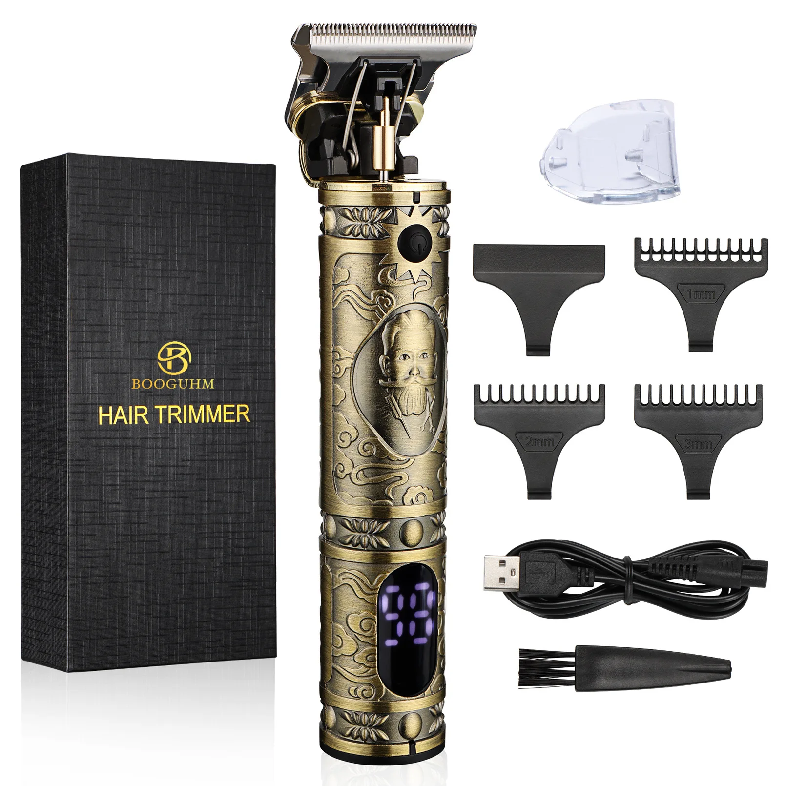 Vintage Electroplated sculpting hair trimmer LCD Display Hair Cutting Machine Shaver Beard Barber Adults Trimmer
