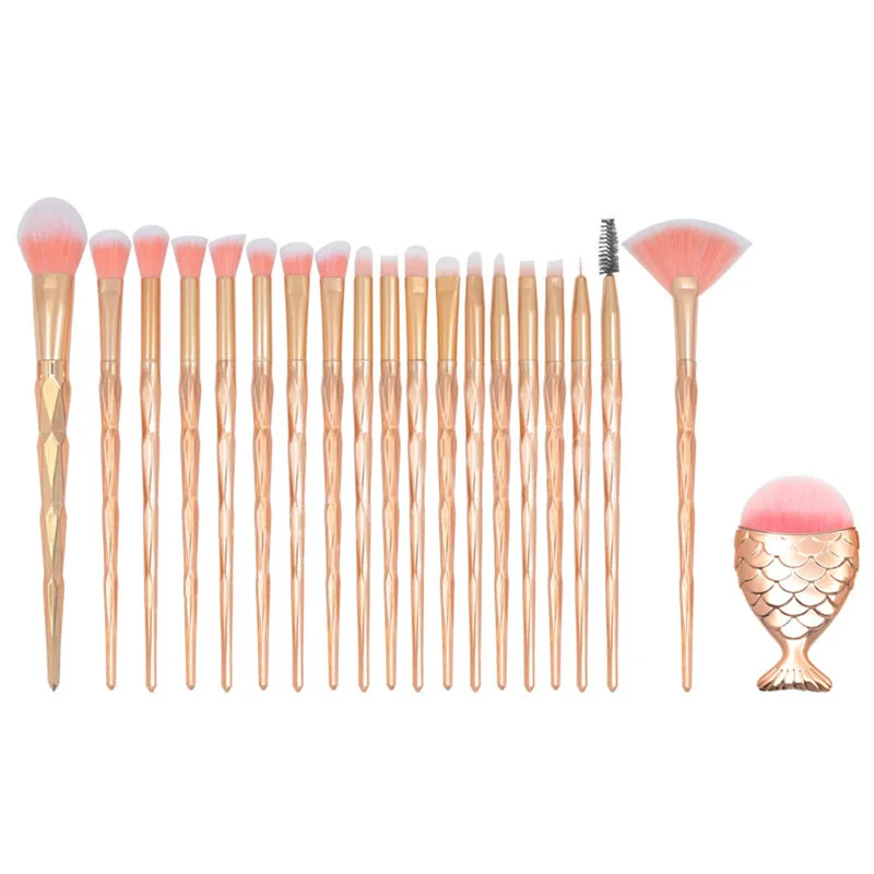 
Yuxi New design custom 21 pcs make-up brushes set diamond makeup brushes rose gold eye foundation brushes for make up 