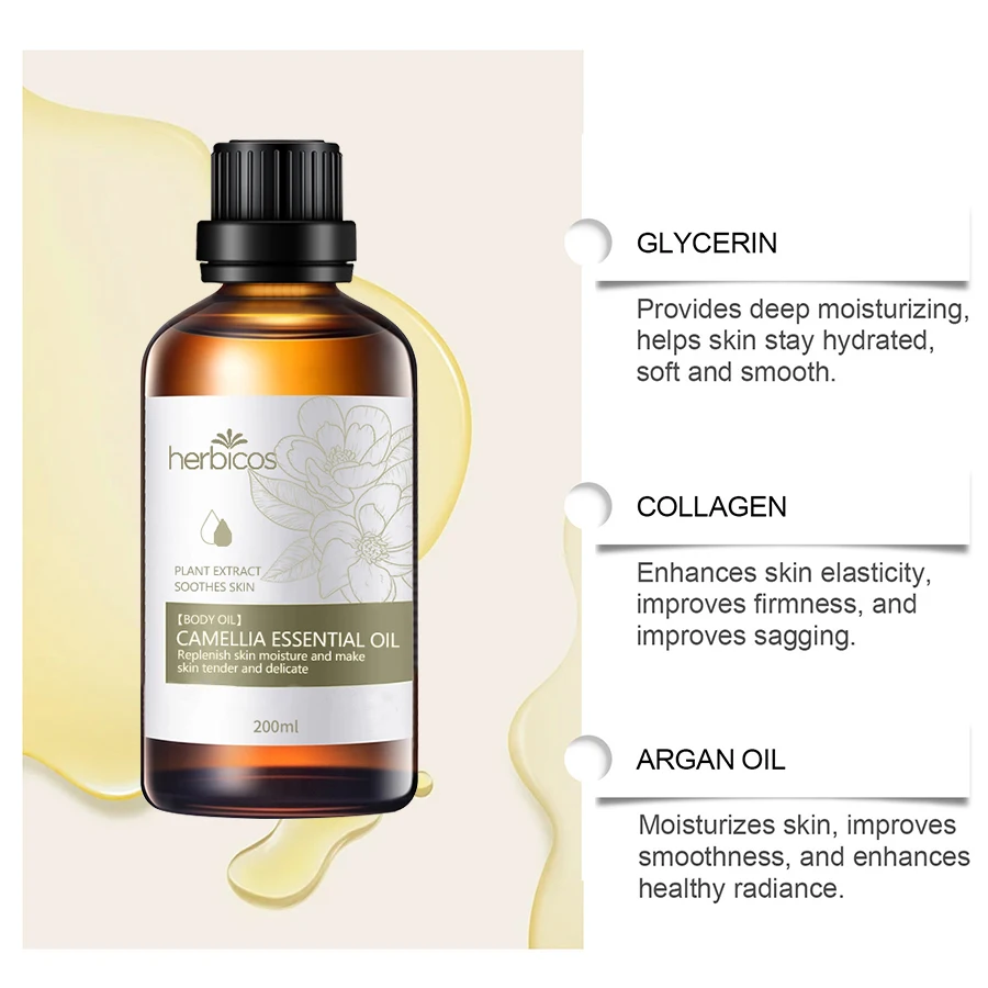 Private Label OEM Organic Beauty Moisturizing Antioxidant Argan Oil Body  Massage Camellia  Essential Oil