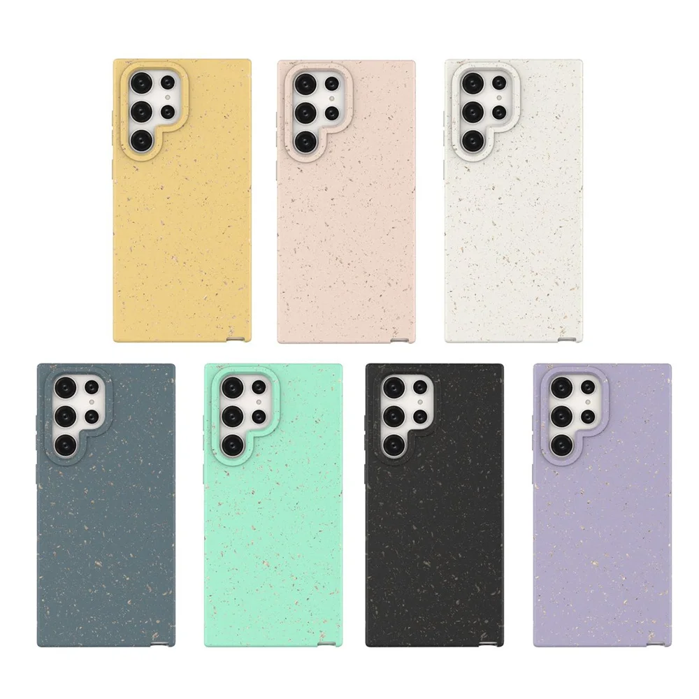Eco Friendly Recycled Smartphone Case Full Biodegradable Fiber Wheat Straw  Cell Phone Cover For Samsung Galaxy S22 Ultra