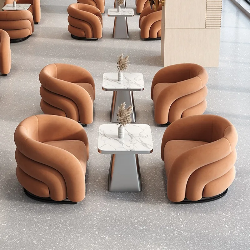 HJ HOME Modern Office Building leisure Armchair Nordic Reception Lobby Corner Yellow Chair And Marble Table