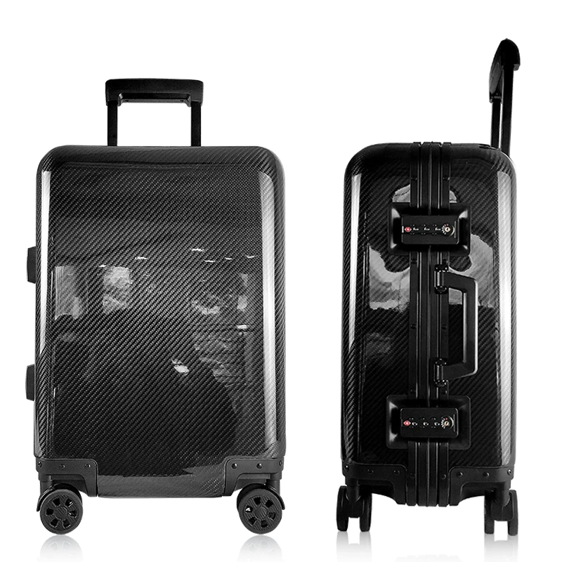 military level hard case carbon fiber suitcase carry on luggage bag for travel