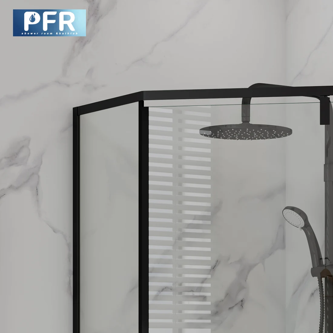 Modern Design Frame 6mm Clear Tempered Glass Shower Enclosure Matt Black Diamond Shaped Hinge Door for Bathroom or Hotel