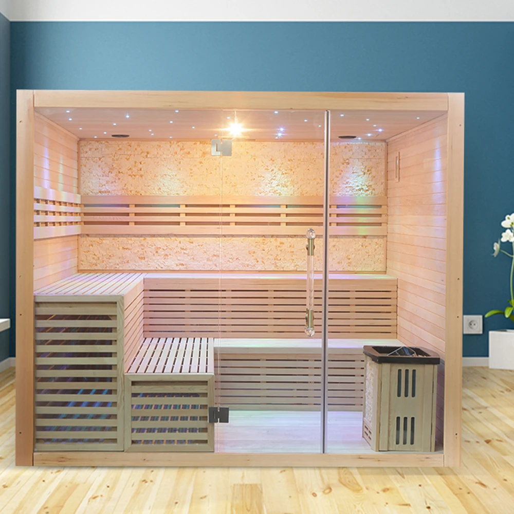 Modern indoor large size 8-10 person sauna room for sale with electric sauna stove