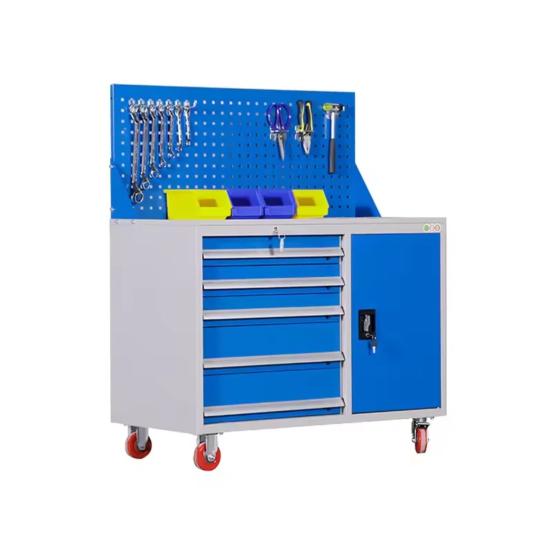 Mobile 1-Drawer Workshop Tool Storage Cabinet with Wheels Wood Panel Mobile Tool Cart with Drawers