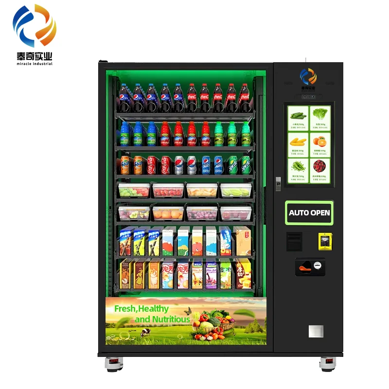 Elevator-Equipped Metal Vending Machine Fragile Items Accepting Credit Cards Tokens Enhanced Safety Features Fresh Produce Wine
