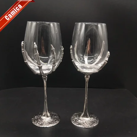 13oz/400ml Clear Crystal  stem wine glass  with skeleton base glassware for Halloween for Halloween