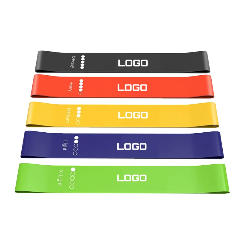 Custom 5 Pack 12-Inch Long Gym Yoga Bands Workout Training Bands High Elastic Colorful Latex Rubber Stretch Bands Fitness Loop