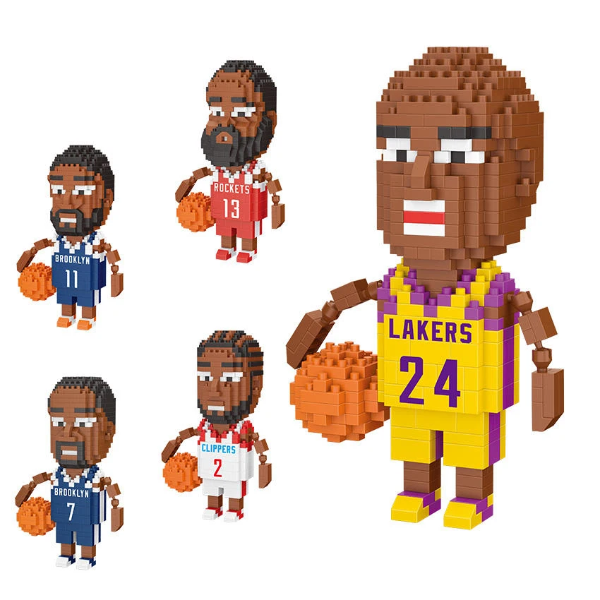 Micro Basketball Player Harden Curry James Kobe Mini Building Blocks Action Figure DIY Educational 3D Model Toys For Kids