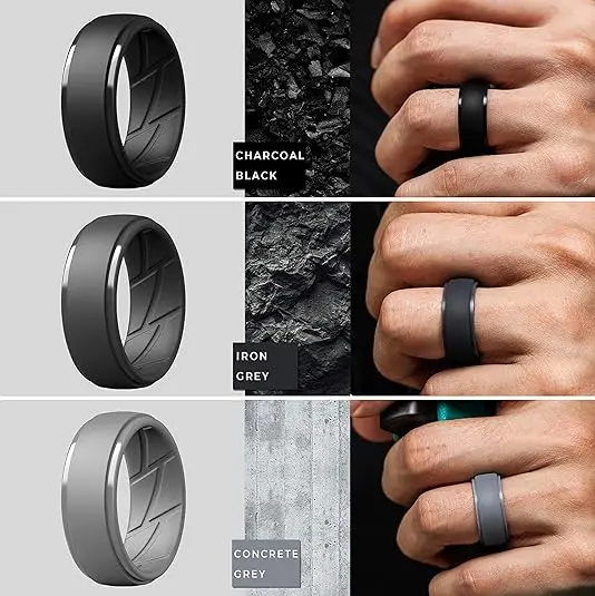 High quality matte and shiny silicone wedding ring for men silicone wedding bands with custom engrave logo