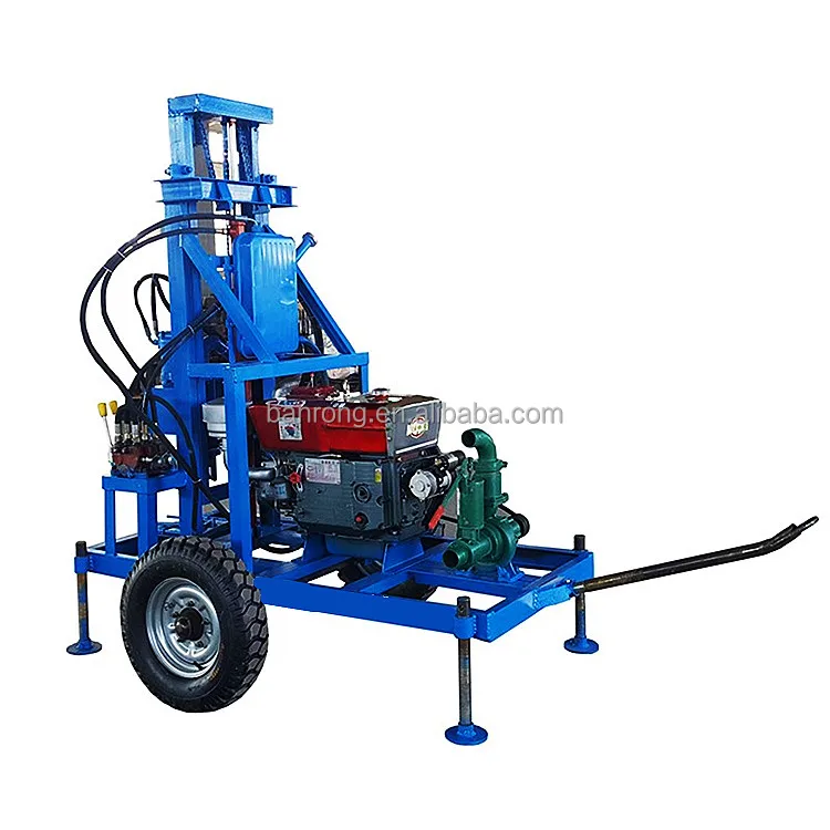 banrong 22HP Diesel Engine 120m Wheel Drilling Rig mine drilling rig water drilling rig for well