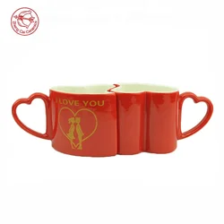Valentines Day heart shape coffee souvenir vintage ceramic decal mugs custom made mugs ceramic design sublimation couple mug set