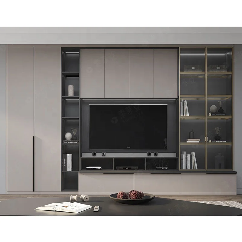 Customized Design Living Room Showcase TV Wall Unit Furniture Wooden TV Stand