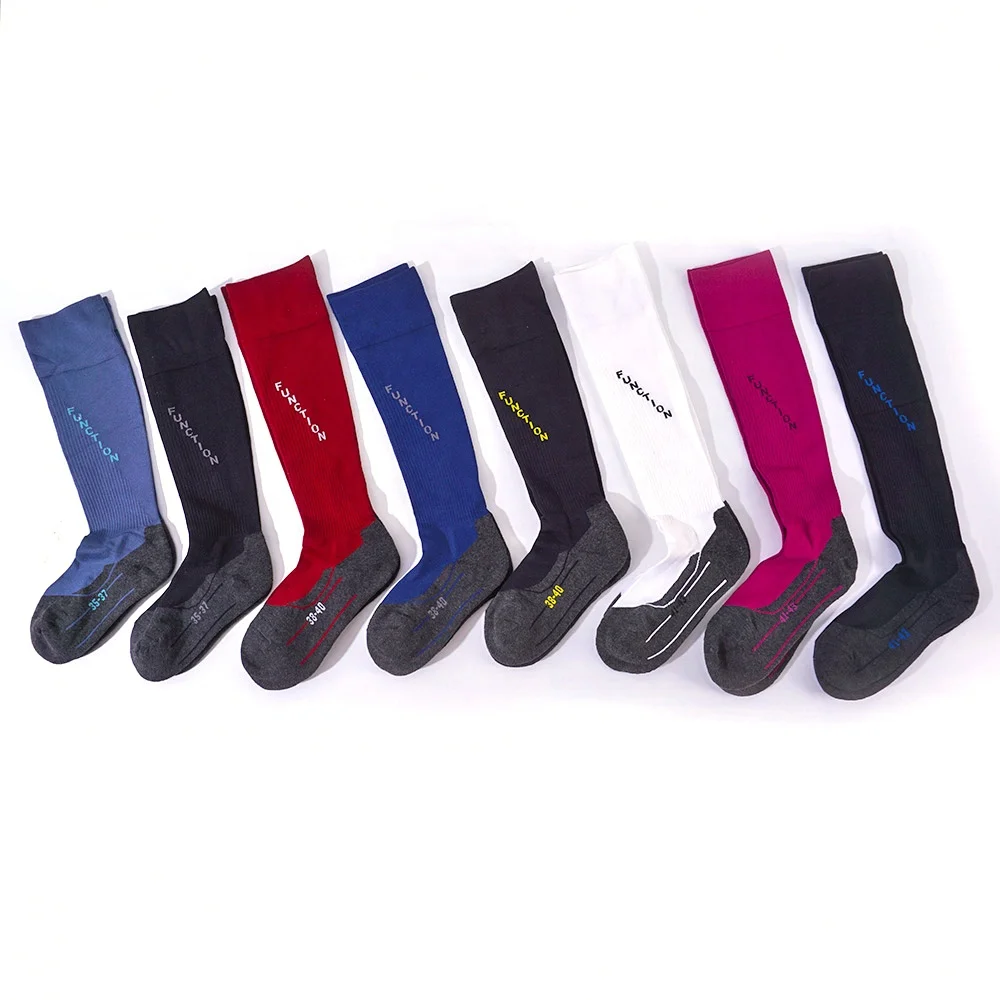 Wholesale athletic custom logo design terry padding arch support high knee crazy compression sport cycling socks