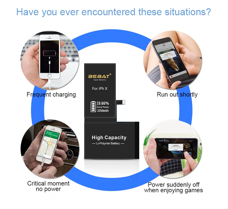  Customized OEM Mobile Phone Replacement Battery For iphone X