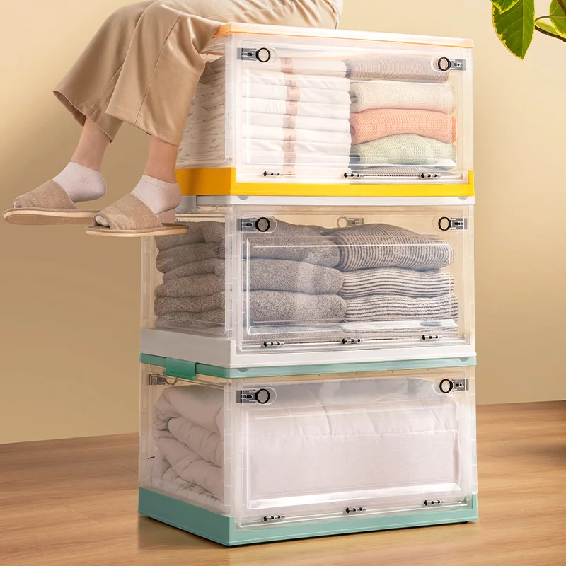 Clothes side door sorting box Household outdoor camping folding storage box Transparent oversize storage box