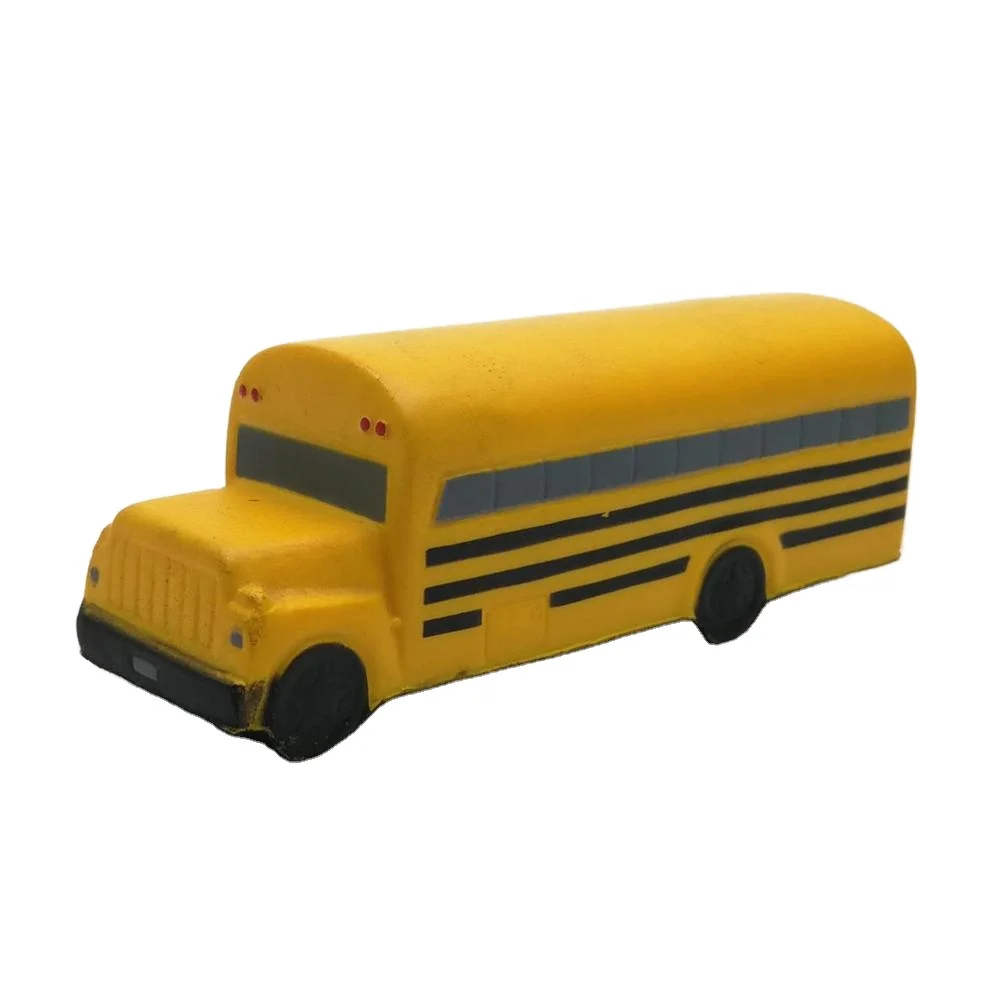 Hot sale Promotional PU Stress Reliever and Foam Squeeze Transportation Toy School Bus with customized logo