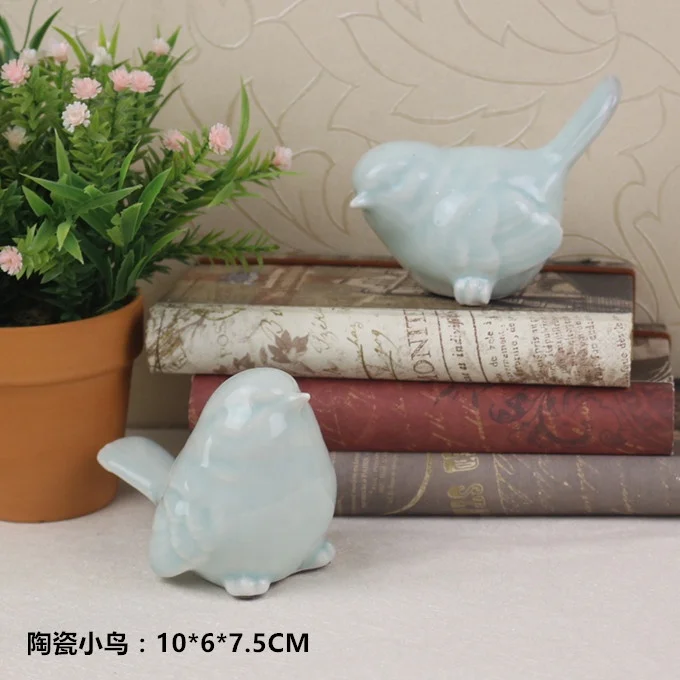 
Unique home decor use cheap small ceramic flower bird statue 