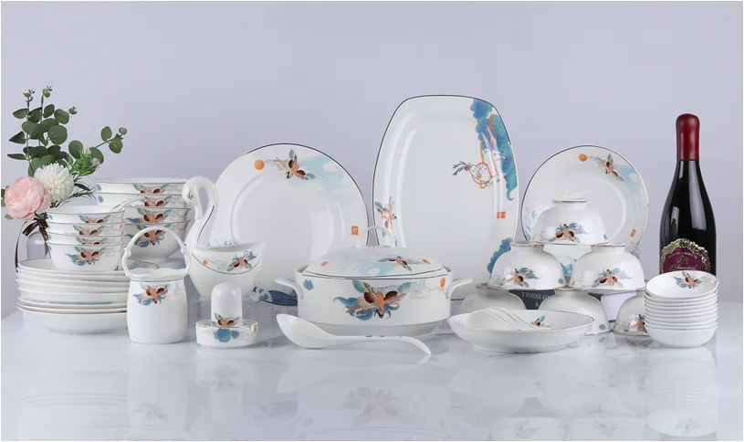 52pcs High Quality Ceramic Plates Set Porcelain Dinner Sets Tableware Ceramic Gift Set Dinner With Gift Box