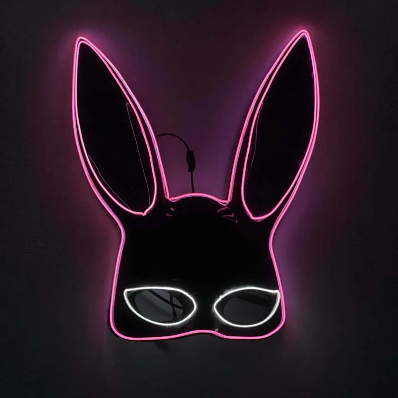 Women Halloween Sexy Bunny Mask Cosplay Neon Led Masks Rabbit Ears Masks Party Bar Nightclub Costume Accessories