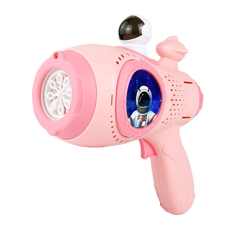 Electric space bubble gun toy children holding Gatling gun lighting musical automatic bubble machine for kids outdoor toys