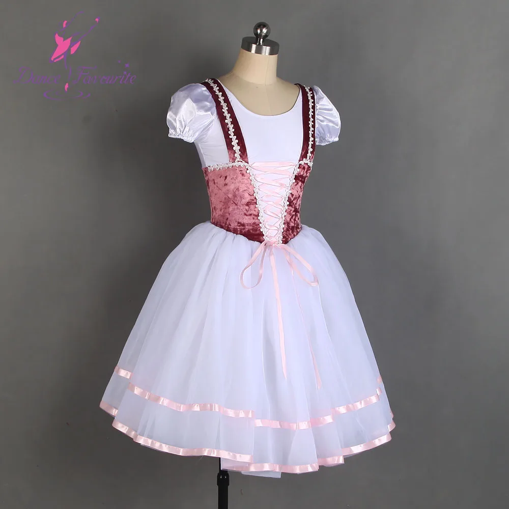 20111 Short sleeve ballet dance tutu with pink velvet bodice leotard dress platter tutu costume