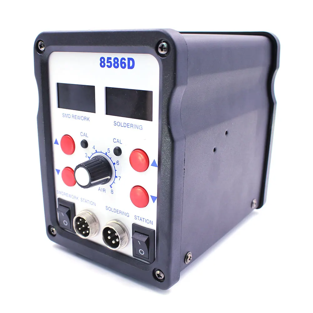 New SMD Solder Station Soldering Iron Hot Air Het Gun 8586D 2in1 110V / 220V ESD BGA Rework Welder Desoldering Repair with Tools
