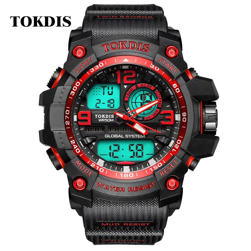 NEW TOKDIS G shock Mens 50M Waterproof Sport Watch Men Analog Digital LED Watches Dual Time Clock Relogio Masculino With box
