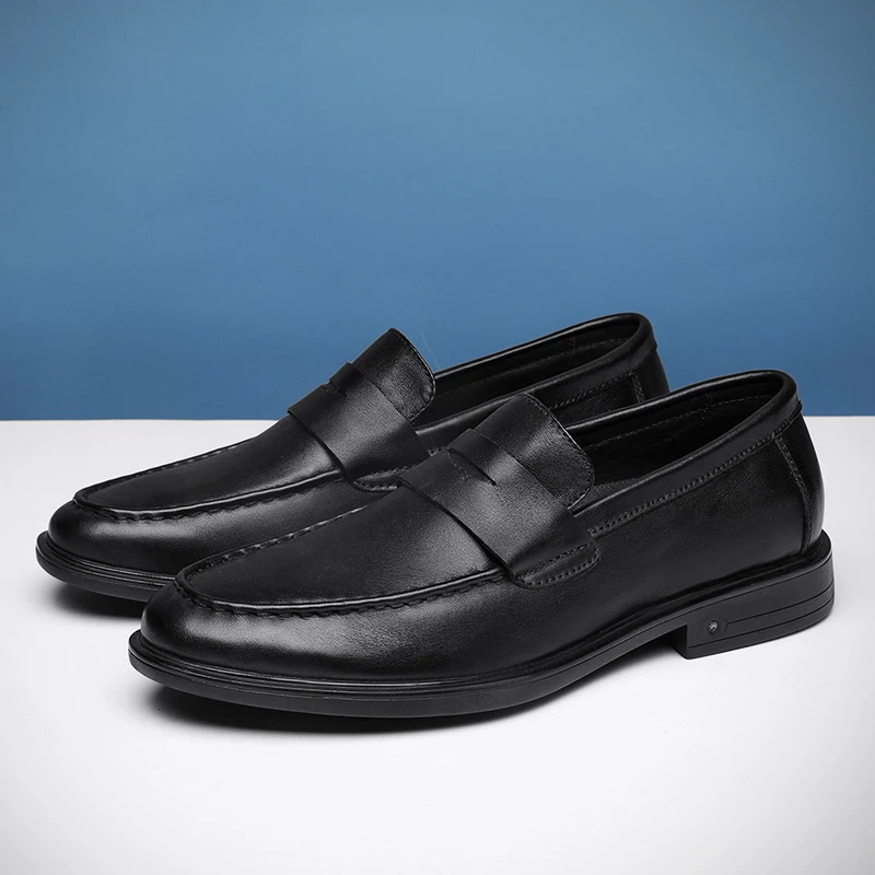 Hellosports Custom Fashion Mens Casual Shoes Cow Leather Upper Men Leather Shoes Slip-On Casual Height Increasing Shoes for Men