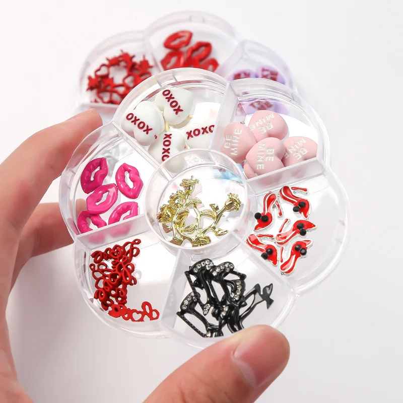 3D Nail Art Alloy High Heel Rose Heart Shape 5D High Heel  Nail Art Charms Kawai Nail Art heart for DIY Manicure