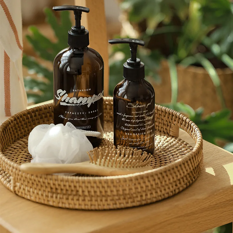 Japanese Style Round Multifunctional Fruit Tray Handles Woven Rattan Bread Basket Creative Breakfast Platter