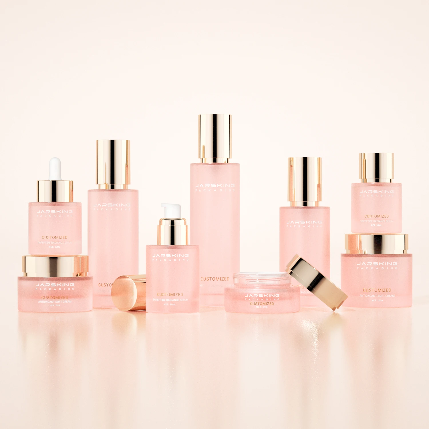 Custom luxury 30ml 50ml 100ml 120ml 150ml cosmetic glass bottle cream jar white frosted glass cosmetic skin care set packaging